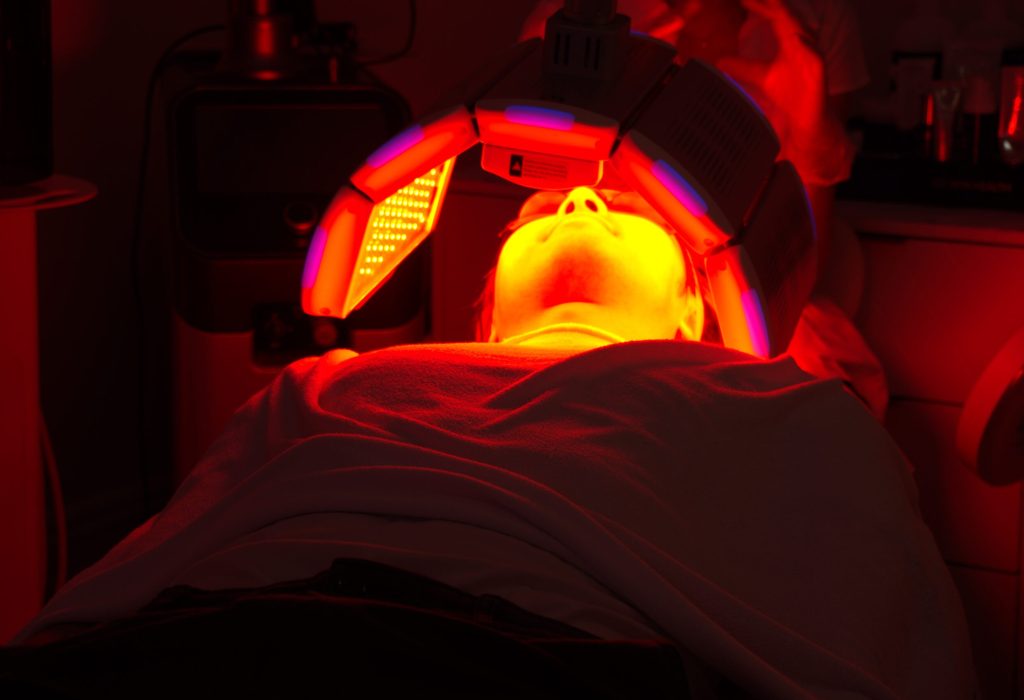 LED red light therapy treatment from below